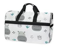 Bonita bolsa de viaje de hipopótamo de animales para hombres, mujeres, niños, niñas, adolescentes, bolsa de gimnasio deportiva de gran tamaño con compartimento para zapatos, bolsa de entrenamiento