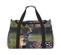 Bonita bolsa de viaje de mano de ciervo, bolsa grande reutilizable para la compra, perfecta para actividades al aire libre, deportes, camping y comestibles, Negro -, Talla única