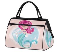 Bonita bolsa de viaje de sirenita para mujeres y hombres, 24 L, bolsa de fin de semana de sirena, bolsa deportiva, gimnasio, viajes, durante la noche, color, 24 L, Organizador de bolsas