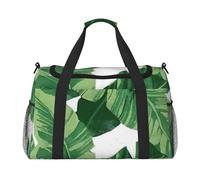 Bonita bolsa de viaje funcional con estampado de hojas de palma verde, bolsa de viaje plegable para fin de semana