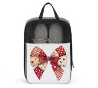 Bonita bolsa de zapatos de San Valentín con lazo estilo patchwork para viajes, uso diario, bolsa de almacenamiento antipolvo para zapatos de golf