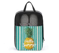 Bonita bolsa de zapatos vintage con diseño de piña Hello Summer para viajes, uso diario, bolsa de almacenamiento antipolvo para zapatos de golf