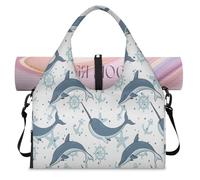Bonita bolsa deportiva con diseño de delfines y océanos con compartimento para zapatos, para fin de semana, para la noche, para gimnasio, yoga, viajes, color, L, Bolsa de viaje