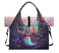 Bonita bolsa deportiva con estampado de zorro con compartimento para zapatos, bolsa de fin de semana, bolsa de equipaje para gimnasio, yoga, viajes, color, L, Bolsa de viaje