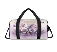 Bonita bolsa deportiva de lona con diseño de mariposas y elefantes, con compartimento para zapatos, bolsa de fin de semana, viajes, gimnasio, organizador de equipaje para mujeres, hombres, niños y