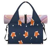 Bonita bolsa deportiva de zorro de dibujos animados con compartimento para zapatos, divertido zorro de fin de semana, bolsa de equipaje para gimnasio, yoga, viajes, color, L, Bolsa de viaje