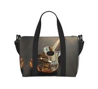 Bonita bolsa deportiva versátil con estampado de guitarra, compañero para tus viajes y rutinas de fitness, color negro, talla única, Black, Talla única