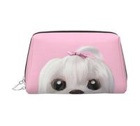 Bonita bolsa organizadora de artículos de aseo de piel de perro maltés, bolsa de maquillaje para mujer, Silver, Talla única, Neceser
