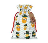 Bonita bolsa resistente de piña con cordón, perfecta para regalos, viajes y uso diario con etiquetas de regalo Kraft