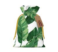 Bonita bolsa reutilizable con cordón con estampado de hojas de palma verde, perfecta para cumpleaños, aniversarios y fiestas