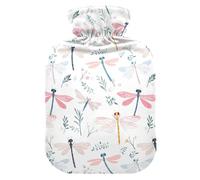 Bonita botella de agua caliente blanca con funda suave, compresas calientes de 1 litro para el cuerpo para dolores musculares