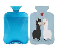 Bonita botella de agua caliente de Alpaca Love con cubierta de 2 L, Llama Black White PVC bolsa de agua caliente para calentador de manos, alivio del dolor, compresa caliente y terapia de frío