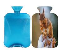 Bonita botella de agua caliente de ardilla de invierno con funda esponjosa, bolsa de agua caliente de gran capacidad de 2 litros, divertida bolsa de agua para noches acogedoras, alivio del dolor,