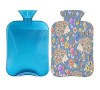 Bonita botella de agua caliente de erizo con tapa, 2 L, bolsa de agua de gran capacidad para noches acogedoras, alivio del dolor, espalda, cuello y hombros
