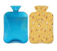 Bonita botella de agua caliente de flores con cubierta esponjosa, 2 L, botella floral de gran capacidad, bolsa de agua para noches acogedoras, alivio del dolor, espalda, cuello y hombros