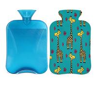 Bonita botella de agua caliente de jirafa con funda esponjosa, bolsa de agua caliente de gran capacidad de 2 l, bolsa de agua con diseño de jirafa para noches acogedoras, alivio del dolor, espalda,