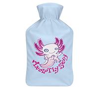 Bonita botella de agua de goma Axolotl con cubierta de felpa suave, bolsa de agua caliente para invierno, manos y pies, protección contra el frío, 1000 ml