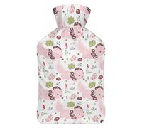 Bonita botella de agua de goma de Axolotl rosa con cubierta de felpa suave, bolsa de agua caliente para invierno, manos y pies, protección contra el frío, 1000 ml