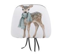 Bonita bufanda de invierno con diseño de ciervo del bosque, 2 piezas, funda elástica y cómoda para reposacabezas de coche, universal, se adapta a la mayoría de coches, furgonetas, SUV, camiones