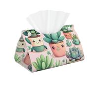 Bonita caja de pañuelos con estampado de plantas suculentas, caja de pañuelos de piel, servilleta rectangular, almacenamiento de pañuelos faciales, hogar, oficina, coche, caja de pañuelos, contenedor