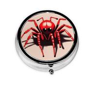 Bonita caja de píldoras de araña roja y pastillero redondo, pastillero de 3 compartimentos, para bolso o bolsillo, pastillero portátil de viaje