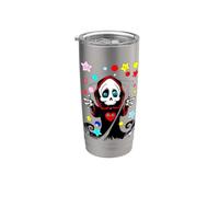 ¡Bonita calavera espeluznante, gótica en colores pastel kawaii, Grim Reaper Ghost Boo! Vaso térmico de acero inoxidable de doble pared