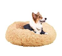 Bonita cama para perros y gatos, cojín suave y cálido para cachorros, cama calmante para mascotas con funda extraíble lavable, mejor sueño, albaricoque, 60 cm