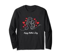 Bonita camiseta con estampado de corazones con estampado de corazones con diseño de Happy Mother's Day For Mom Manga Larga