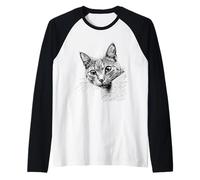 Bonita Cara de Gato Curiosa para Todos los entusiastas de los Animales Camiseta Manga Raglan