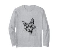 Bonita Cara de Gato Curiosa para Todos los entusiastas de los Animales Manga Larga