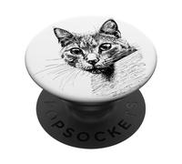 Bonita Cara de Gato Curiosa para Todos los entusiastas de los Animales PopSockets PopGrip Adhesivo