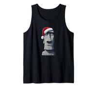 Bonita Cara de Piedra navideña para los Amantes de la Isla de Pascua Camiseta sin Mangas