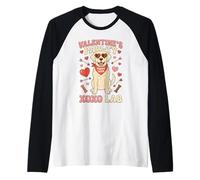 Bonita Caricatura de corazón de Perro con Forma de Cachorro de Labrador Love Paw-Ty Camiseta Manga Raglan