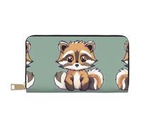 Bonita cartera de viaje de piel sintética con estampado de mono excepcional y cremallera diseñada para mujeres, Lindo mapache de dibujos animados, Talla única