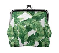Bonita cartera minimalista ligera con hojas de palma verde para viajes diarios y aventuras de viaje, Negro, One Size, Art Deco