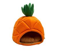 Bonita casa de piña para hámster y mascota pequeña, nido de algodón para otoño e invierno, mascota corta de felpa para mantener el calor con forro interior (piña)