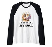 Bonita Cesta Cristiana con Gatitos de It Is Well with My Soul Camiseta Manga Raglan