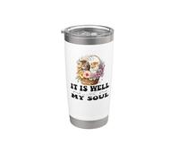 Bonita cesta cristiana con gatitos de It Is Well With My Soul Vaso térmico de acero inoxidable de doble pared