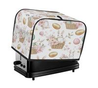 Bonita cesta de Pascua con diseño de conejo y flores rosas, cubierta antipolvo para máquina de pan, pequeño electrodoméstico de cocina