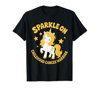 Bonita Cinta Dorada con Forma de Unicornio Que Brilla en la Infancia contra el cáncer Camiseta
