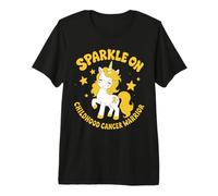 Bonita Cinta Dorada con Forma de Unicornio Que Brilla en la Infancia contra el cáncer Camiseta Premium