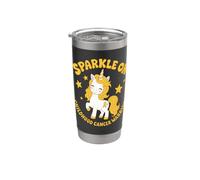Bonita cinta dorada con forma de unicornio que brilla en la infancia contra el cáncer Vaso térmico de acero inoxidable de doble pared