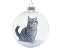 Bonita colección de Adornos de Cristal de Navidad de Gato, Bolas de Cristal 2D Hechas a Mano de 2.75 Pulgadas para árbol de Navidad, Cada con Dije único de Invierno e Historia de decoración