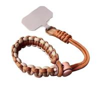 Bonita correa trenzada for teléfono móvil, antipérdida, corta, for muñeca, con colgante, correa for colgar, cadena de cuerda de colores caramelo.(Brown khaki)