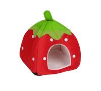 Bonita cueva para mascotas de fresa, plegable, suave y cómoda, casa para mascotas pequeñas para viajes al aire libre, mascotas portátiles, juguetes de ratones, juguetes para gatos de interior, bolas