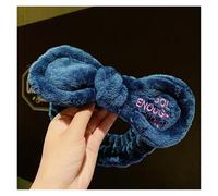 Bonita diadema con orejas de asta y lazo de vellón coral suave y cálida for mujer y niña que se lava la cara, se lava, se lava, se baña y se envuelve la cabeza, accesorios for el cabello(Navyblue bow)
