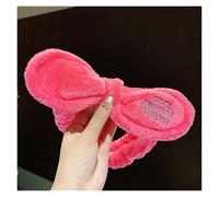 Bonita diadema con orejas de asta y lazo de vellón coral suave y cálida for mujer y niña que se lava la cara, se lava, se lava, se baña y se envuelve la cabeza, accesorios for el cabello(Rose red bow)