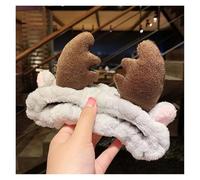 Bonita Diadema con Orejas de asta y Lazo de vellón Coral Suave y cálida for Mujer y niña Que se Lava la Cara, se Lava, se Lava, se baña y se Envuelve la Cabeza, Accesorios for el Cabello(Gray Antler)