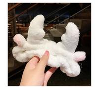 Bonita diadema con orejas de asta y lazo de vellón coral suave y cálida for mujer y niña que se lava la cara, se lava, se lava, se baña y se envuelve la cabeza, accesorios for el cabello(White antler)