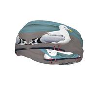 Bonita diadema deportiva con estampado de gaviota que absorbe el sudor para hombres y mujeres, perfecta para correr, baloncesto, yoga y senderismo.